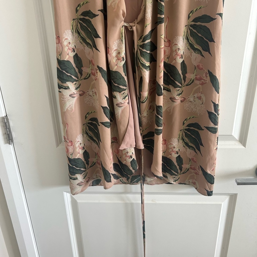 Aritzia Babaton Pink Green Floral Wrap Dress S - Picture 4 of 11
